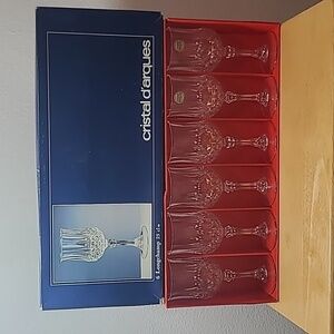 SET of 6 Longchamp lead crystal wine glasses
